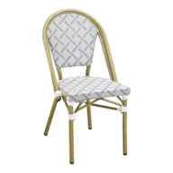 Krzesła - Krzesło do jadalni Lauria, aluminium/tkanina, biały, szary, rama z efektem bambusa - miniaturka - grafika 1