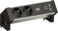 Listwy zasilające - Bachmann BACHMANN DESK2 ALU BLACK 2x gniazdo z uziemieniem 1x ładowarka USB - miniaturka - grafika 1