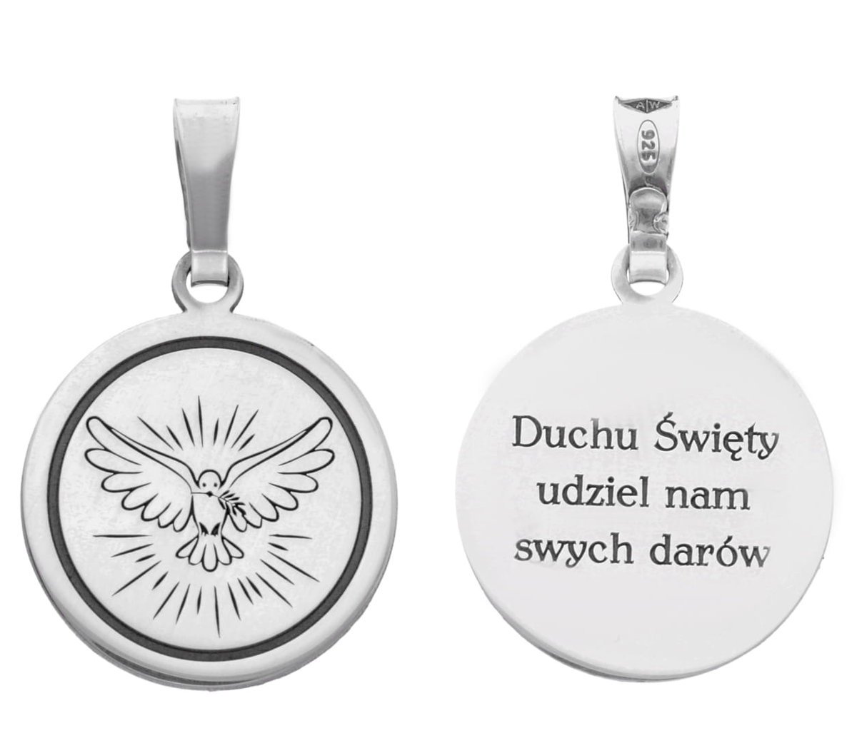 Srebrny medalik Ag 925 rodowany Duch Święty MDC061
