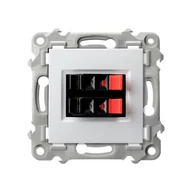 Gniazdka elektryczne - Ospel Szafir biały - Gniazdo głośnikowe podwójne GG-2Z/m/00 - miniaturka - grafika 1