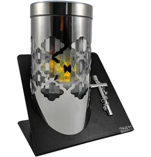 Nowoczesny znicz solarny lampion fotowoltaiczny metalowy żywy płomień - Lampiony i znicze - miniaturka - grafika 1