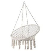 Fotele ogrodowe wiszące - Fotel wiszący sznurowany Bocianie Gniazdo 50 / 70 x 123 cm ecru PATIO - miniaturka - grafika 1