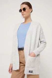 Swetry damskie - Superdry kardigan z domieszką wełny kolor biały - grafika 1
