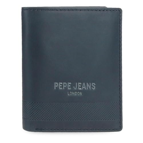 Pepe Jeans Głęboki pionowy portfel z portmonetką niebieski 8,5x10,5x1 cm Skóra by Joumma Bags, Niebieski, Talla única, Pionowy portfel z portfelem
