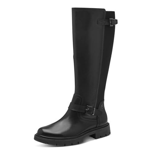 Tamaris Damskie Comfort Long Boot Flat 8-85600-43 modne kozaki, czarny, 42 EU Weit