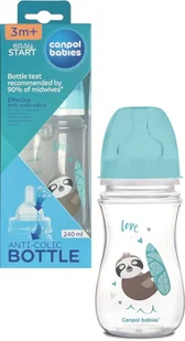 CANPOL BABIES BUTELKA SZEROKA ANTYKOLKOWA 240ml EXOTIC +3m - Butelki dla niemowląt - miniaturka - grafika 1