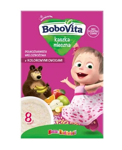 Bobovita Kaszka mleczna pełnoziarnista, wielozbożowa z kolorowymi owocami 200g - Kaszki dla dzieci - miniaturka - grafika 1