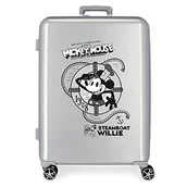 Walizki - Disney 100 Mickey Steamboad Średniej walizki 48x70x26 cms Twarde mocowanie ABS Wbudowany 81L 2 kg 4 koła Podwójne Szary, Szary, Talla única, średnia walizka - miniaturka - grafika 1