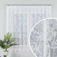 Firany - Firanka żakardowa ze wzorem kwiatowym po całości, kolor biały, wysokość 170 cm, 054239 - sprzedawana na metry - miniaturka - grafika 1