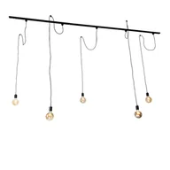 Lampy sufitowe - QAZQA Nowoczesny 1-fazowy system szynowy z 5 lampami wiszącymi w kolorze czarnym - Cavalux - miniaturka - grafika 1