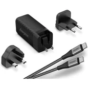 Ładowarki do telefonów - Energizer Ultimate - Ładowarka sieciowa Multiplug EU / UK / US GaN USB-C & USB-A 65W PD + Kabel USB-C (Czarny) - miniaturka - grafika 1