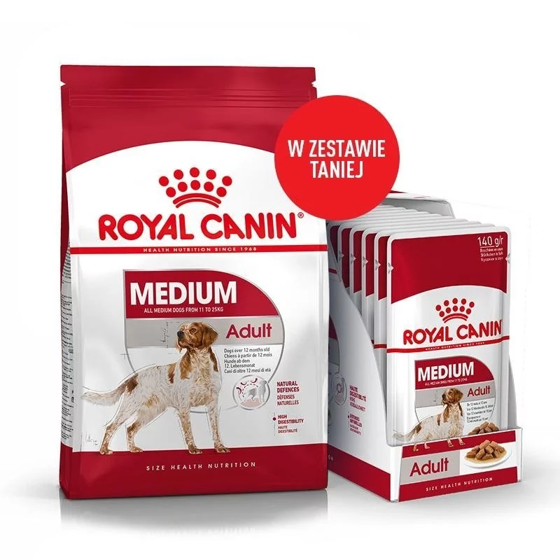 Royal Canin Medium Adult 15kg + 10x140g saszetka 9003579008362/0