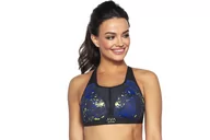 Biustonosze - Biustonosz Sportowy miękki AVA NAOMI czarny niebieski złoty  115D - miniaturka - grafika 1