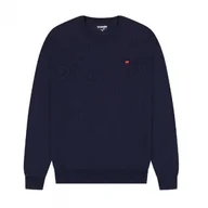 Bluzy męskie - BLUZA MĘSKA BEZ KAPTURA GRANATOWA MAŁE LOGO WRANGLER L - miniaturka - grafika 1