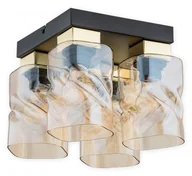 Lampy sufitowe - Lemir Meru plafon na kwadracie 4 pł. / czarny matowy + złoty + bursztyn O2965 P4 CZA + ZL O2965 P4 CZA + ZL - miniaturka - grafika 1