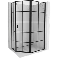 Kabiny prysznicowe - Mexen Mist kabina prysznicowa pięciokątna asymetryczna uchylna prawa 90 x 80 cm, czarna kratka, czarna - 8A8-090-080-70-77-P - miniaturka - grafika 1