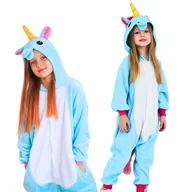 Stroje karnawałowe - Piżama Onesie Kigurumi Kostium Przebranie Niebieski Jednorożec Dzieci 105 - 115cm - miniaturka - grafika 1