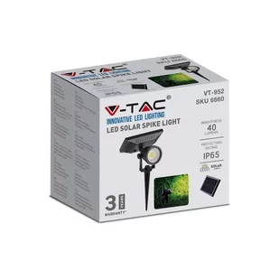 Oprawa Gruntowa Ogrodowa Wbijana LED V-TAC Solarna 2W IP65 VT-952 6400K 40lm 3 Lata Gwarancji - Lampy ogrodowe - miniaturka - grafika 1