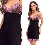 Bielizna nocna - KOSZULKA HALKA DONNA Roxy 2 czarna L / 40 czarny - miniaturka - grafika 1
