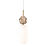 Lampy sufitowe - Szklana lampa wisząca ROMA P0599 Maxlight owalna nad stół złoty biały - miniaturka - grafika 1