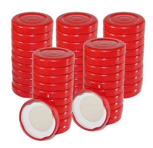 Zakrętki nakrętki wieczka do słoików butelek 50 sztuk fi 43 czerwone - Pojemniki kuchenne - miniaturka - grafika 1