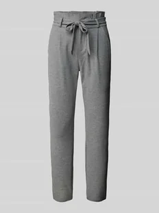 Spodnie materiałowe o kroju tapered fit z wiązanym paskiem model ‘EVA’ - Spodnie damskie - miniaturka - grafika 1