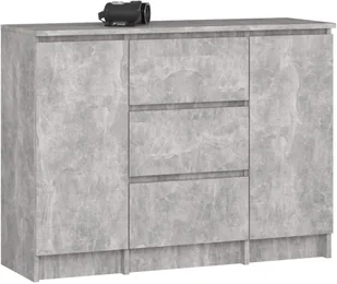 Komoda do salonu 101 cm 2 drzwi 3 szuflady 4 półki pojemna - beton - Komody - miniaturka - grafika 1