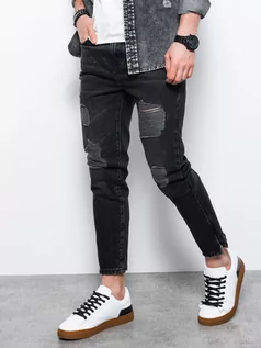 Spodnie męskie - Spodnie męskie jeansowe - czarne V2 P1028 - grafika 1