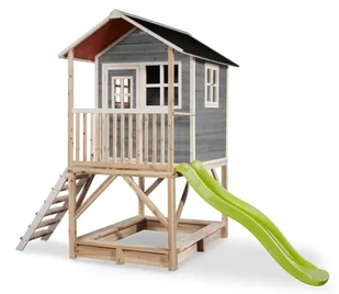 Exit Domek drewniany dla dzieci ze zjeżdżalnią Loft 500 - szary - Place zabaw - miniaturka - grafika 1