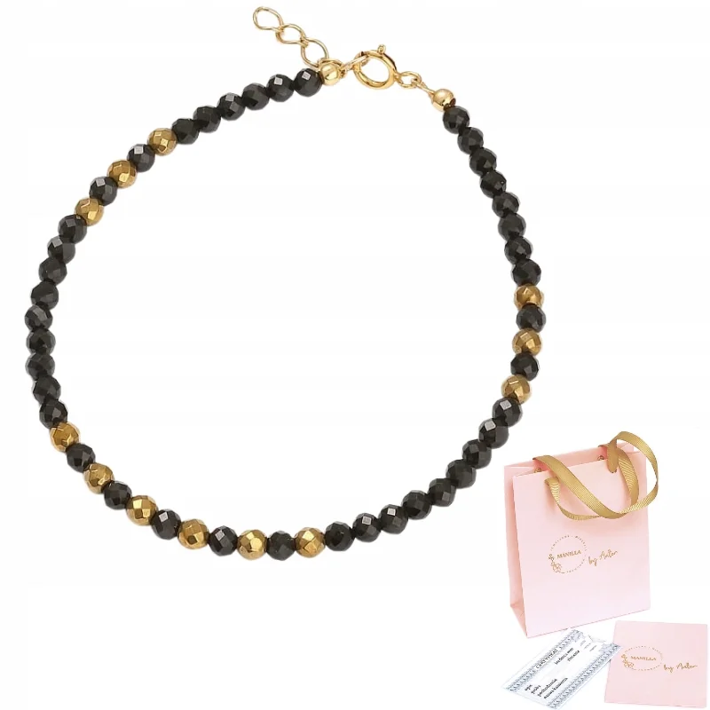 Bransoletka Hematyt Spinel Kamień Naturalny Srebro 925 Rękodzieło