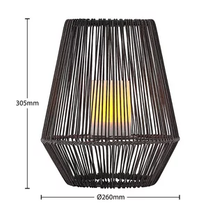 Lindby Kaati latarnia solarna LED, rattan, 26 cm - Lampy ogrodowe - miniaturka - grafika 2