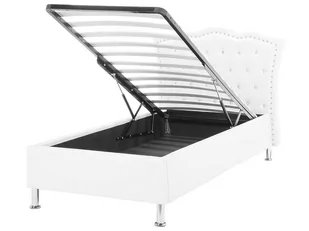 Beliani Łóżko z pojemnikiem ekoskóra 90 x 200 cm białe METZ 59503 - Łóżka - miniaturka - grafika 1