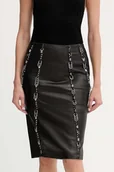 Spódnice - Patrizia Pepe spódnica skórzana kolor czarny mini prosta 8G0492 L160 - miniaturka - grafika 1