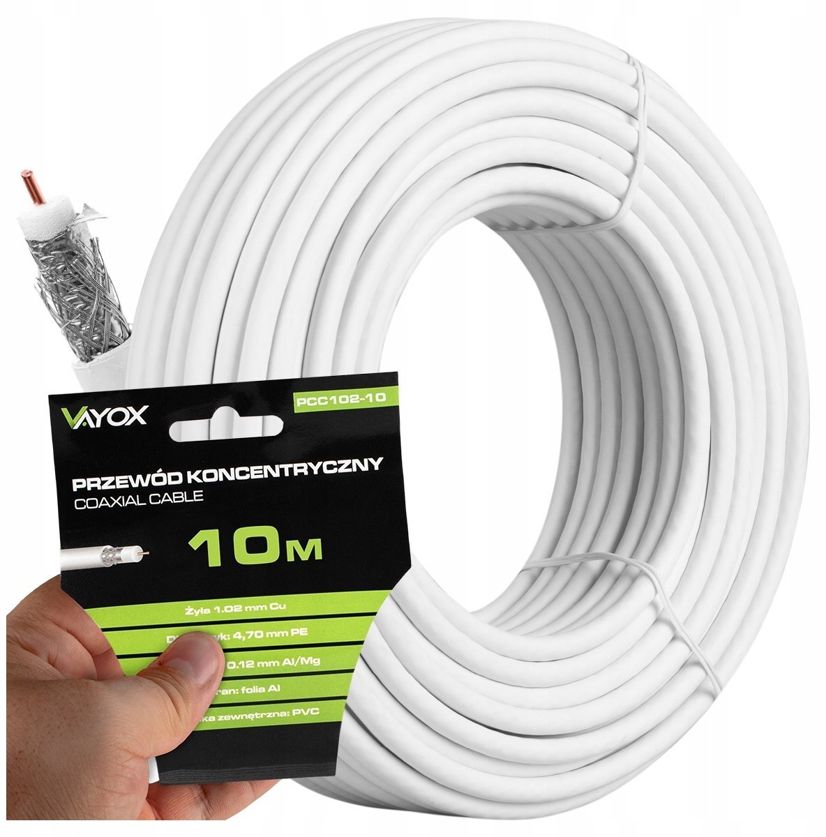 Kabel Bodex Kabel koncentryczny antenowy 10 m 1,02 mm CU PVC odporny na UV