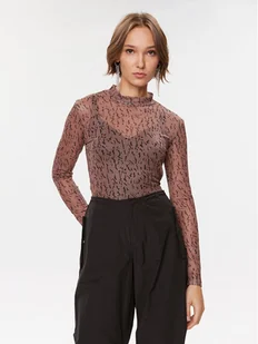 Vila Bluzka 14088372 Brązowy Slim Fit - Bluzki damskie - miniaturka - grafika 1