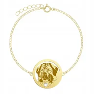 Bransoletki - Bransoletka Złota z psem Moskiewski Pies Stróżujący 925 Łańcuszek GRAWER - miniaturka - grafika 1