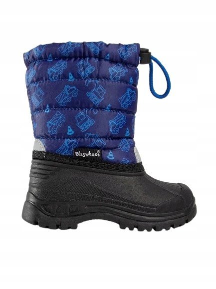 PLAYSCHOES GRANATOWE KALOSZE DZIECIĘCE Z NADRUKIEM I ŚCIĄGACZEM 24-25 J8A