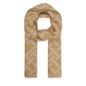 Apaszki i szaliki damskie - Szal Tommy Hilfiger Th Monogram Heavy Scarf AW0AW18051 Beżowy - miniaturka - grafika 1