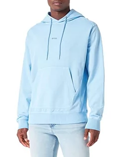 Bluzy męskie - BOSS Męska bluza z kapturem Wefadehoody barwiona na kawałki z bawełny Terry z tonalnym logo, Open Blue460, XXL - grafika 1