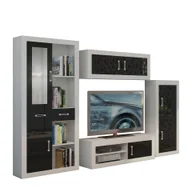 Inne meble do salonu - Meblościanka 8 Verin MebloCross Sonoma Jasna / Biały Połysk - miniaturka - grafika 1