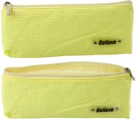 Piórniki - Piórnik Szkolny Biurowy Jednokomorowy Tłoczona Kratka Żółty 21x9,5cm - miniaturka - grafika 1