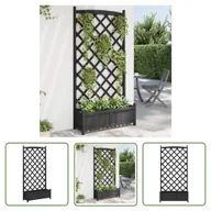 Donice - The Living Store Donica z trejażem - czarna - lite drewno jodłowe - Skrzynia Na Rośliny - miniaturka - grafika 1