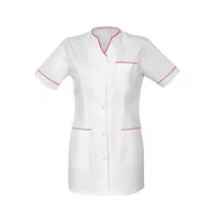 Odzież medyczna - Żakiet medyczny kosmetyczny  damski biały lamówka amarant fartuch 40 - miniaturka - grafika 1
