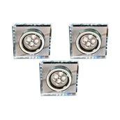 Lampy pozostałe - Candellux Zestaw Trzech Opraw Ss-22 Ch/Tr+Wh Gu10 50W+Led Smd 230V Biały 2,1W Chrom Opr Strop Stała Kwadratowa Szkło Transparentne 99-54746 - miniaturka - grafika 1