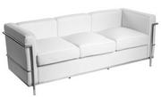 Sofy i kanapy - D2.Design Sofa trzyosobowa Kubik biała skóra TP 28509 - miniaturka - grafika 1