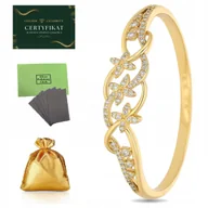 Bransoletki - POZŁACANA BRANSOLETKA ZE STALI CHIRURGICZNEJ, SZTYWNA Z KAMIENIAMI DLA NIEJ - miniaturka - grafika 1