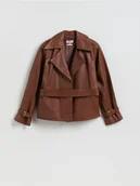 Moda i Uroda OUTLET - Reserved - Skórzana kurtka - brązowy - miniaturka - grafika 1