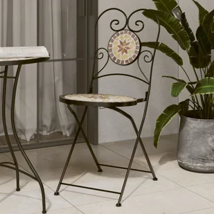 vidaXL Składane krzesła bistro, 2 szt,. terakotowo-białe, ceramiczne - Fotele i krzesła ogrodowe - miniaturka - grafika 1