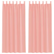 Zasłony - vidaXL Zasłony woalowe z pętelkami 2 szt. Różowe 140x245 cm - miniaturka - grafika 1