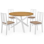 Stoły z krzesłami - vidaXL 5-częściowy zestaw mebli do jadalni, MDF, biały - miniaturka - grafika 1
